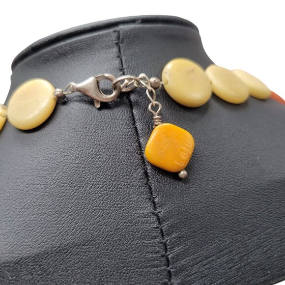 Leju Handmade Necklace Vegan Vegetable Ivory Engraved Bird 18" Earth-Tone Round - Picture 8 of 10